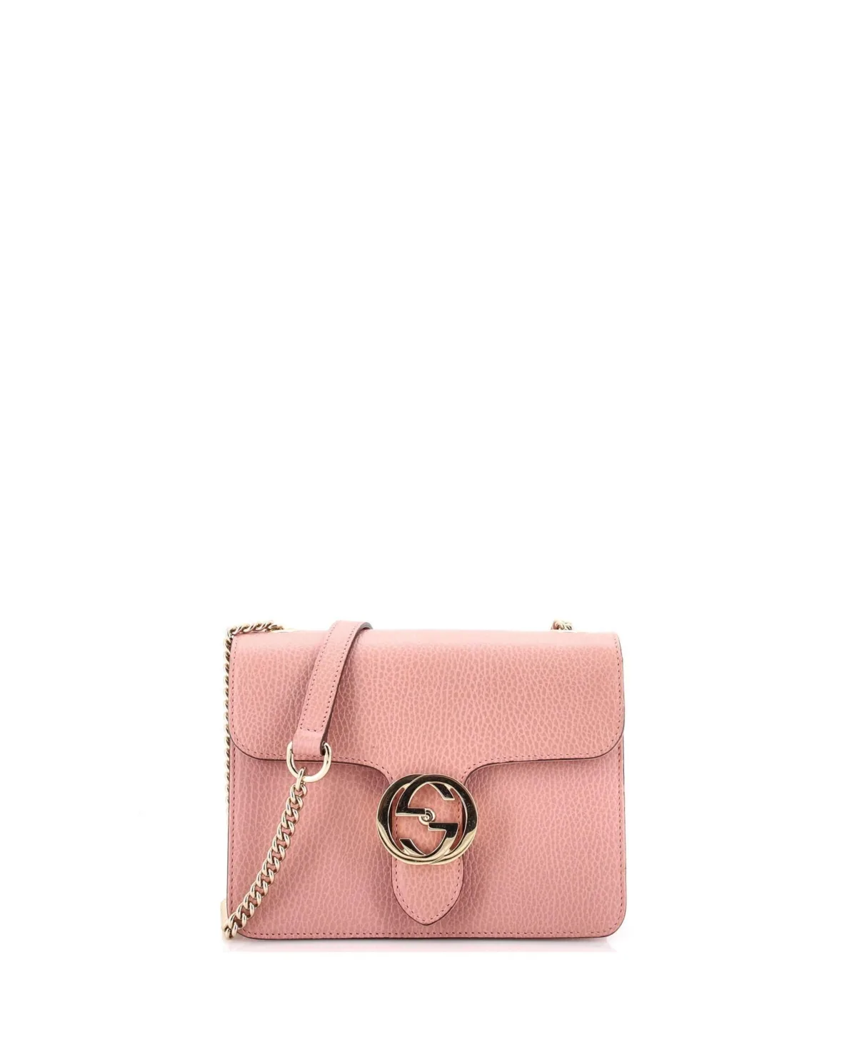Pre-Owned Small Interlocking Shoulder Bag Leather