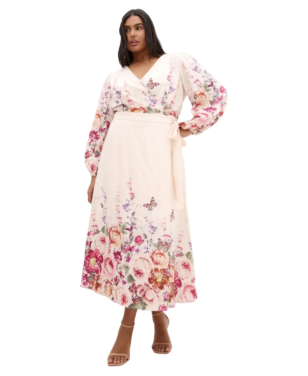 Anastasia Garden Print Wrap Maxi Dress by City Chic
