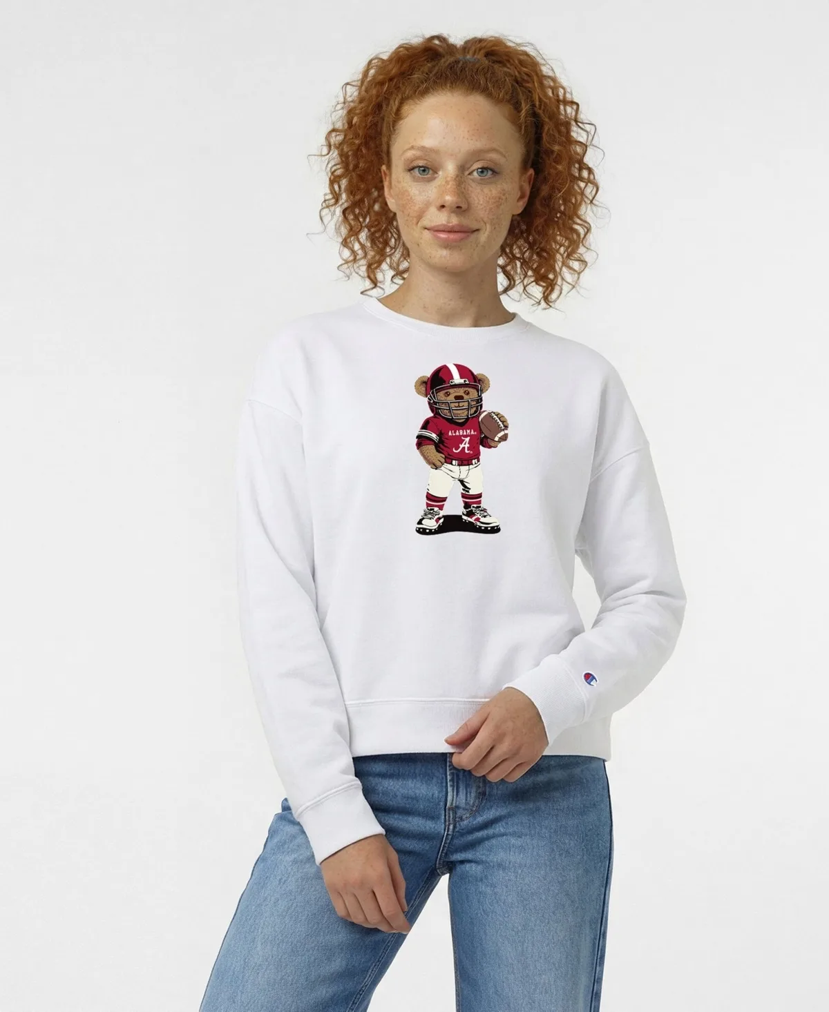 Champion Alabama Crimson Tide Teddy Bear Crewneck Relaxed-Fit Dropped-Shoulder Sweatshirt by Champion