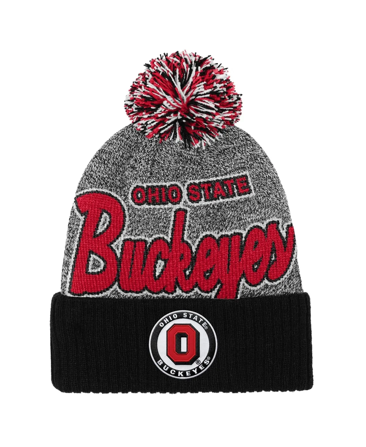 Mitchell & Ness Ohio State Buckeyes Cuffed Knit Mascot Beanie by Mitchell & Ness