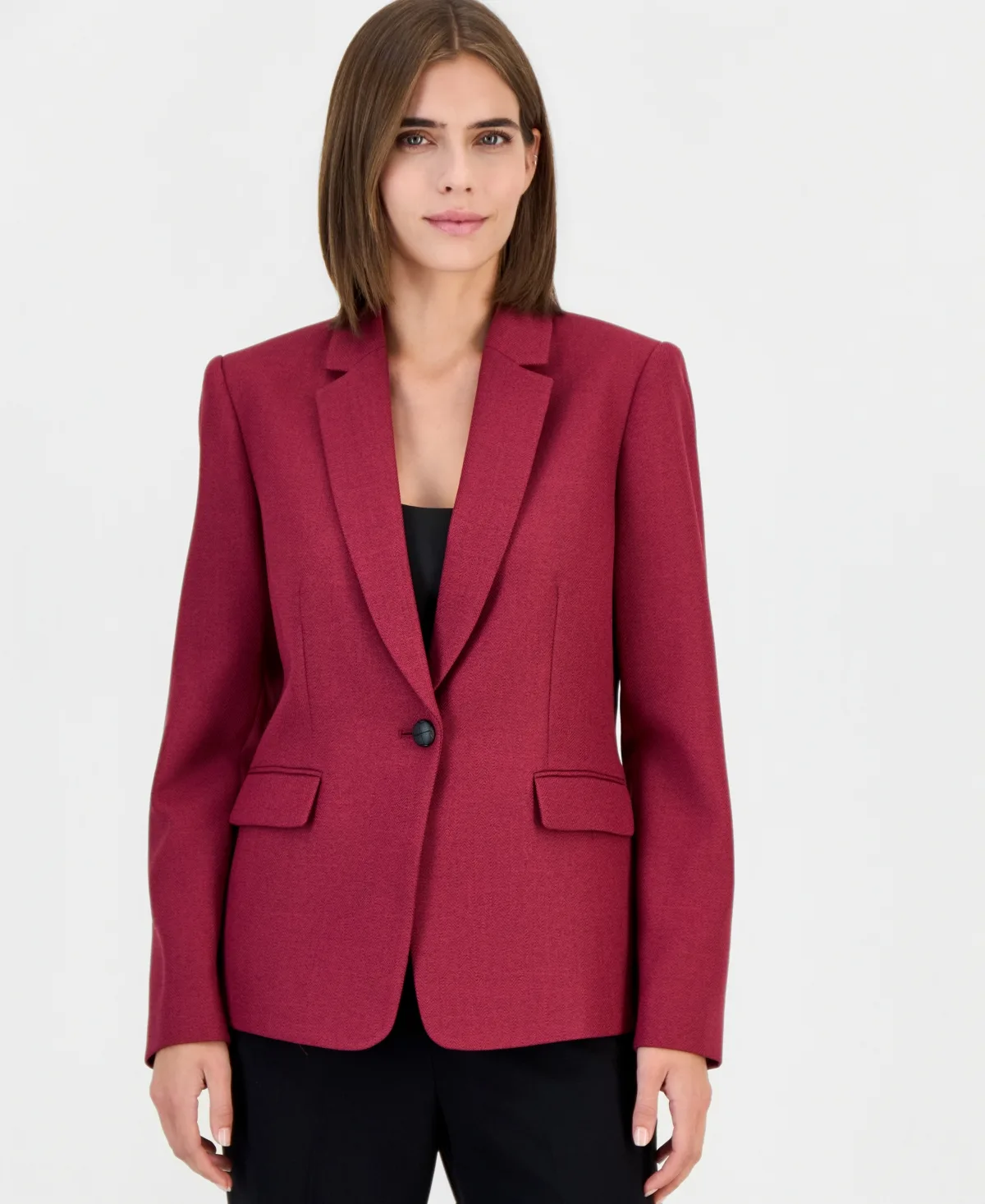 Shoulder-Padded Peak-Lapel Blazer