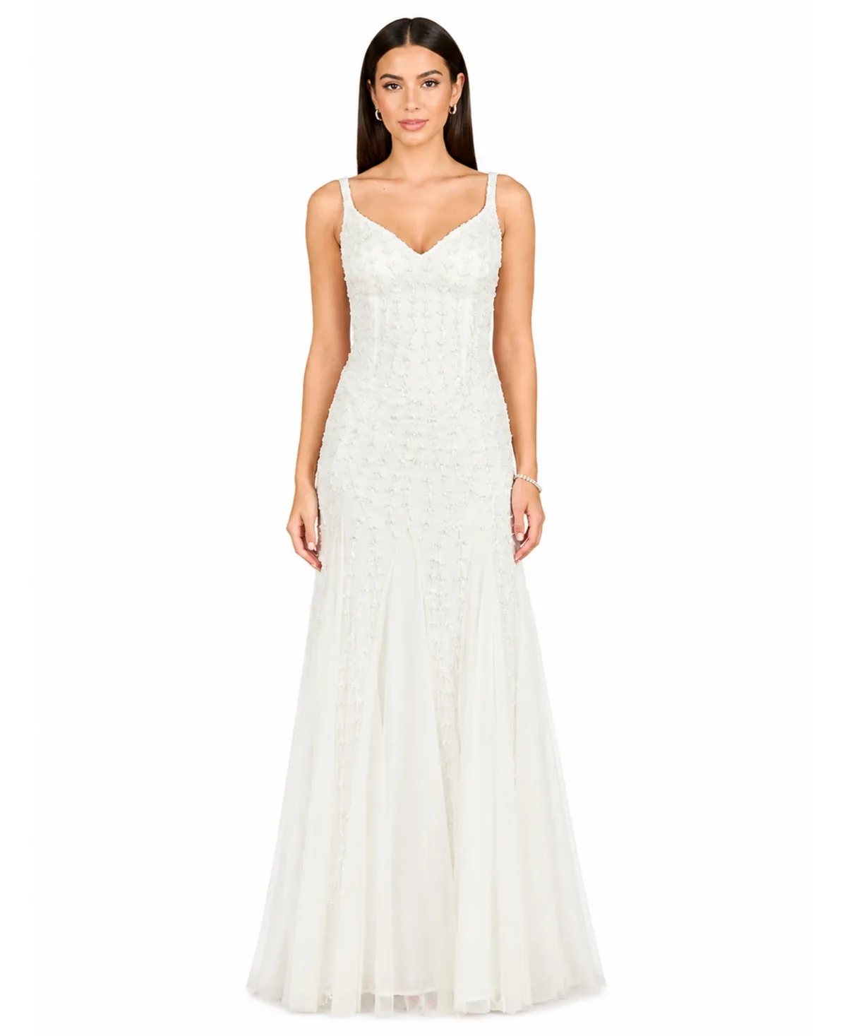 Beaded Bridal Gown with Godets by Lara