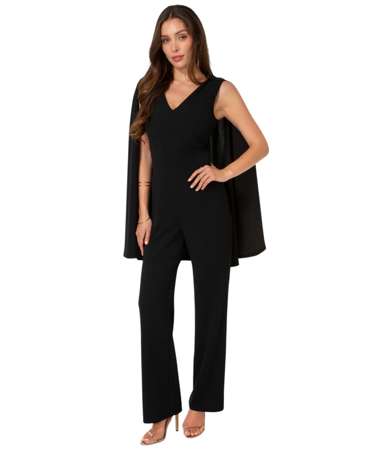 Cape V-Neck Sleeveless Jumpsuit