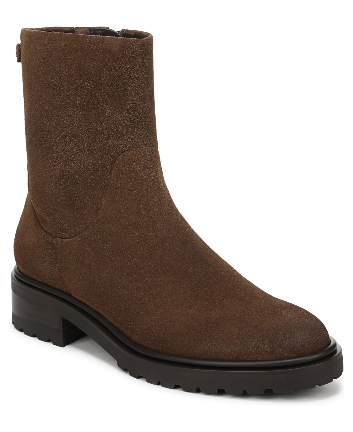 Sky Zip Short Block Heel Boots - Washed Mocha Suede