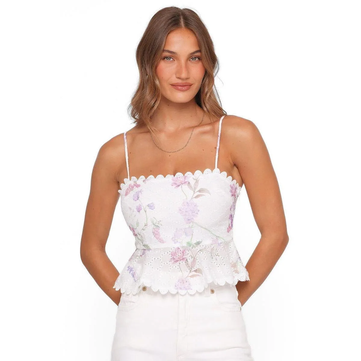 Adams Floral-Print Square Neck Peplum Top by Petal and Pup