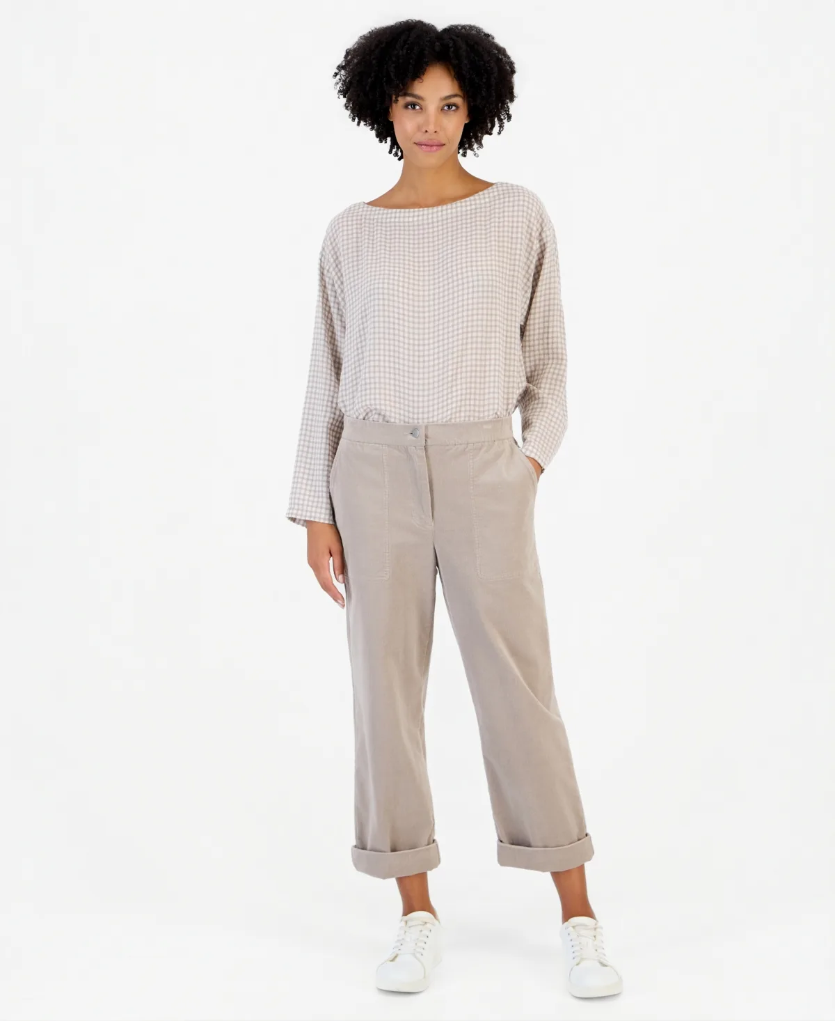 Corduroy Straight Ankle Pants by Eileen Fisher