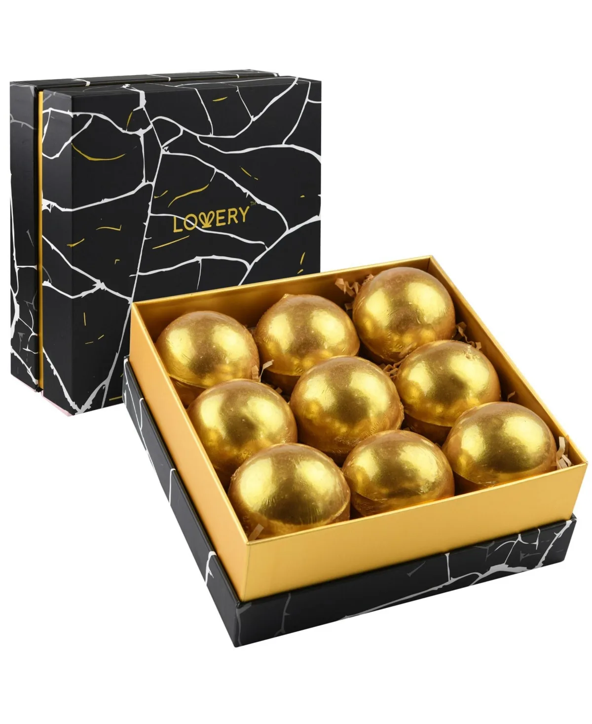 24K Gold Bath Bombs Set, Deluxe Marble Bath Fizzies Gift Set, 9 Bubble and Spa Bath Bombs by Lovery