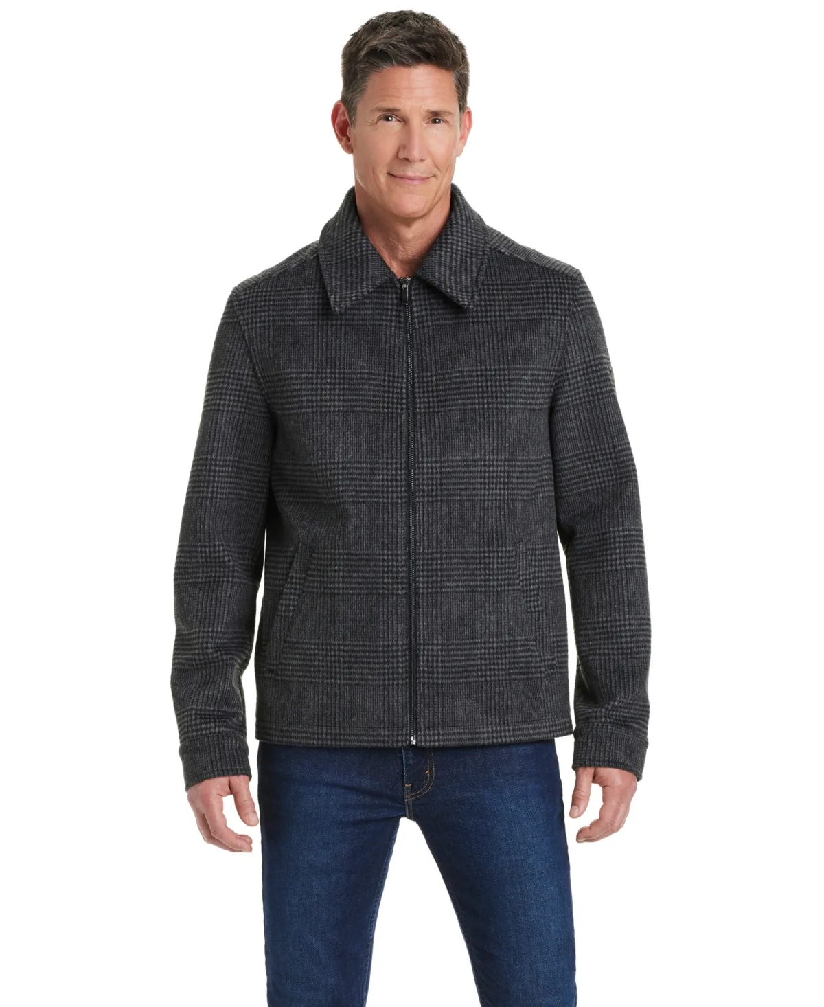 Shirt Collar Plaid Wool Hipster Jacket by Vince Camuto