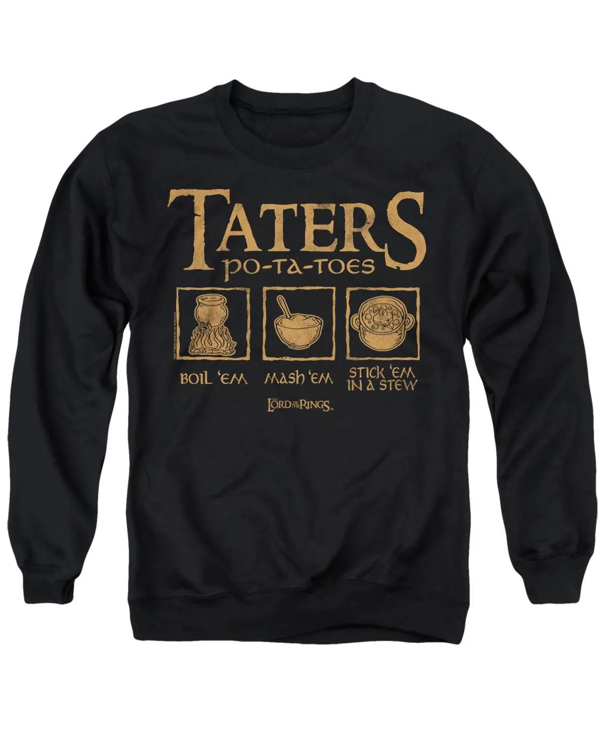 Lord of the Rings Graphic Long-Sleeve Taters Cotton Crewneck Sweatshirt by Lord of the Rings