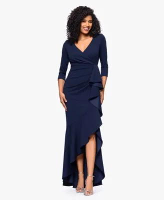 Long Cascading Ruffle Gown by Betsy & Adam