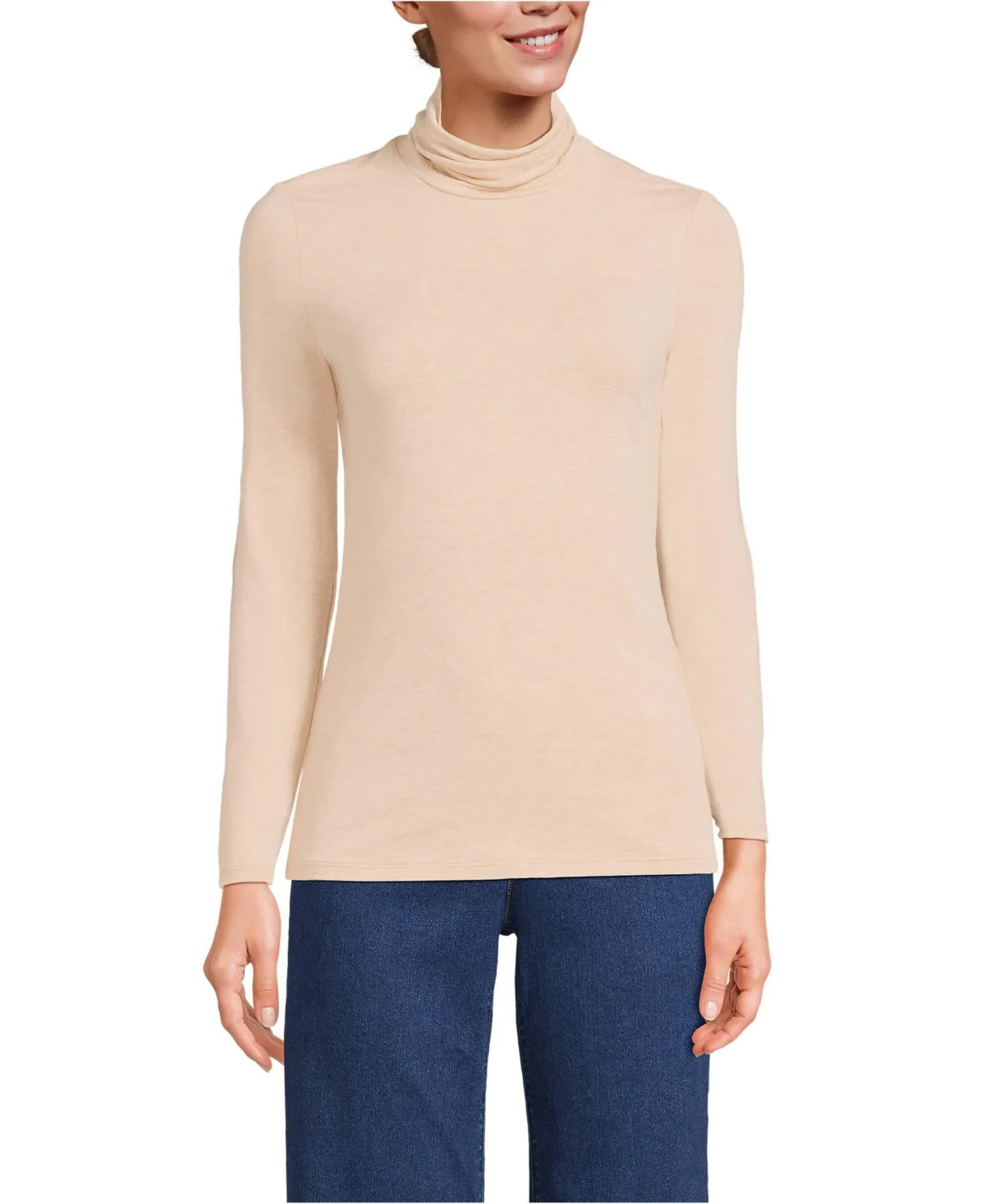 Lightweight Jersey Skimming Long Sleeve Turtleneck by Lands' End