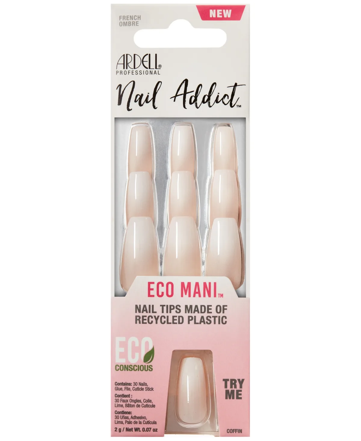 Nail Addict Eco Mani Press-On Nails, French Ombre by Ardell Nails