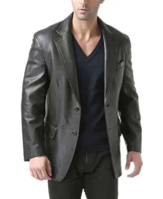 Two Button Leather Blazer by Bgsd
