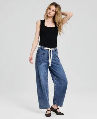 High Rise Tie Waist Denim Jeans by And Now This