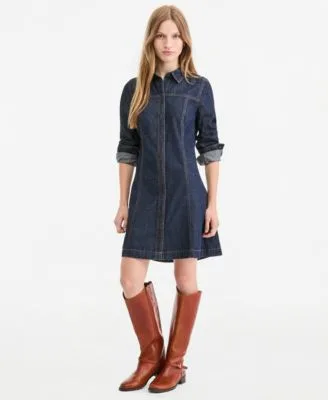 Denim Long Sleeve Mini Dress by On 34th
