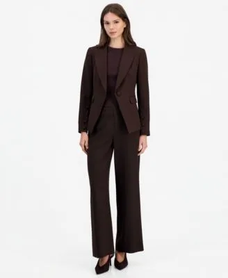 Single Button Blazer Short Sleeve Sweater Wide Leg Pants by Tahari
