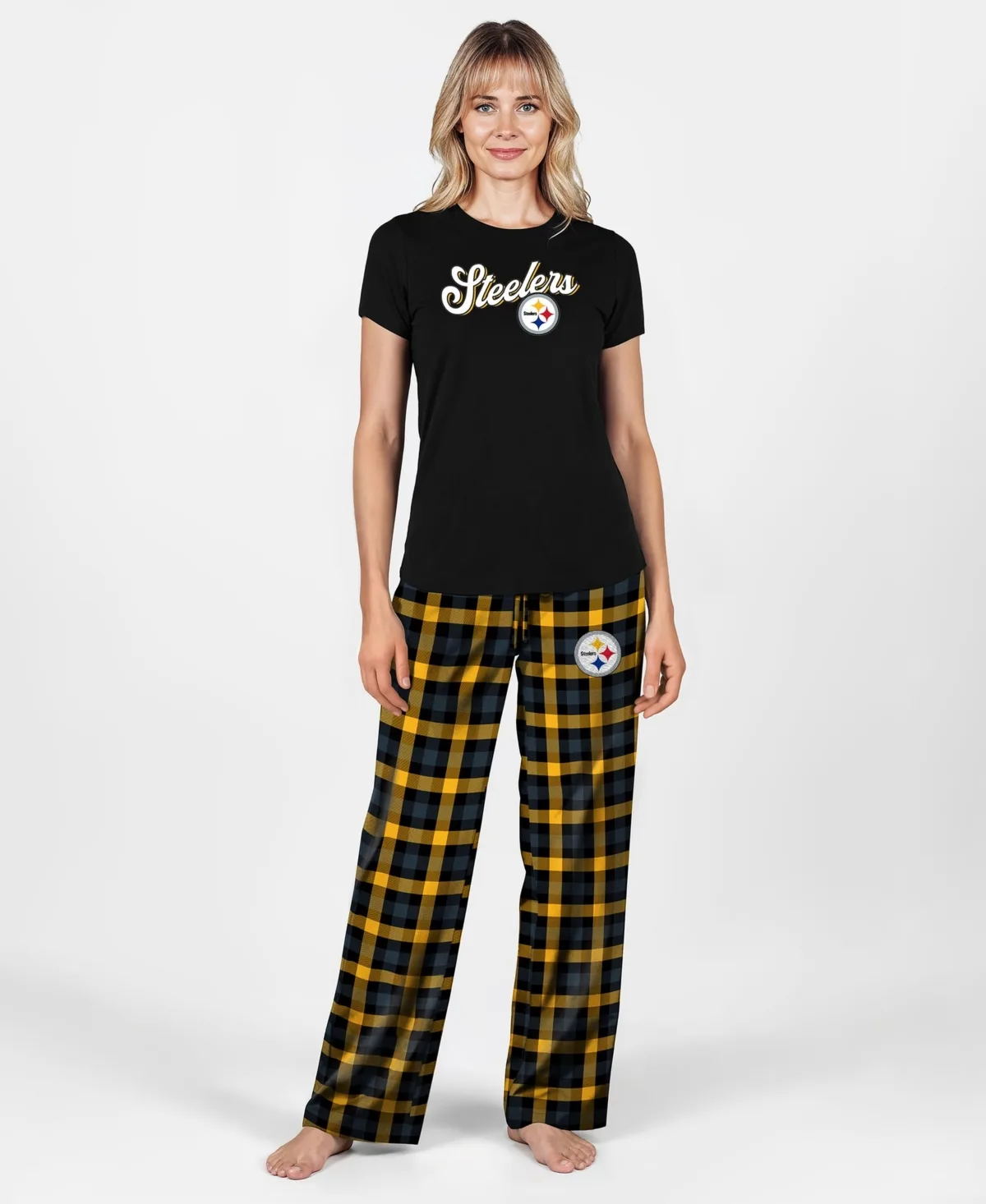 Pittsburgh Steelers Highland Sleep Set Plaid T-Shirt and Pajama Pants, 2-Piece Set by Concepts Sport