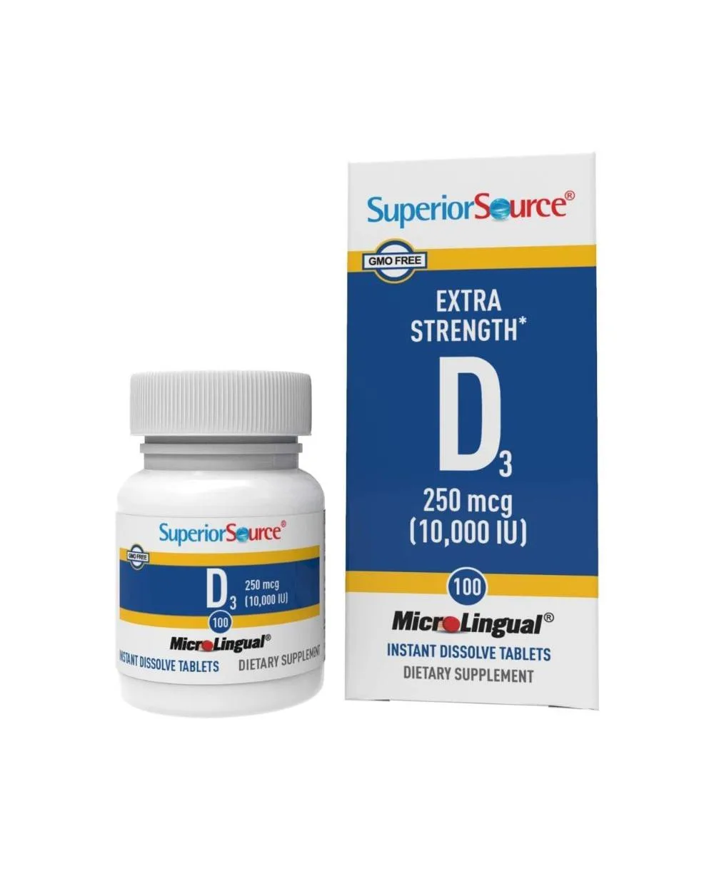 Vitamin D3 10,000 Iu, Quick Dissolve MicroLingual Tablets, 100 Count, Helps Promote Strong Bones and Teeth by Superior Source