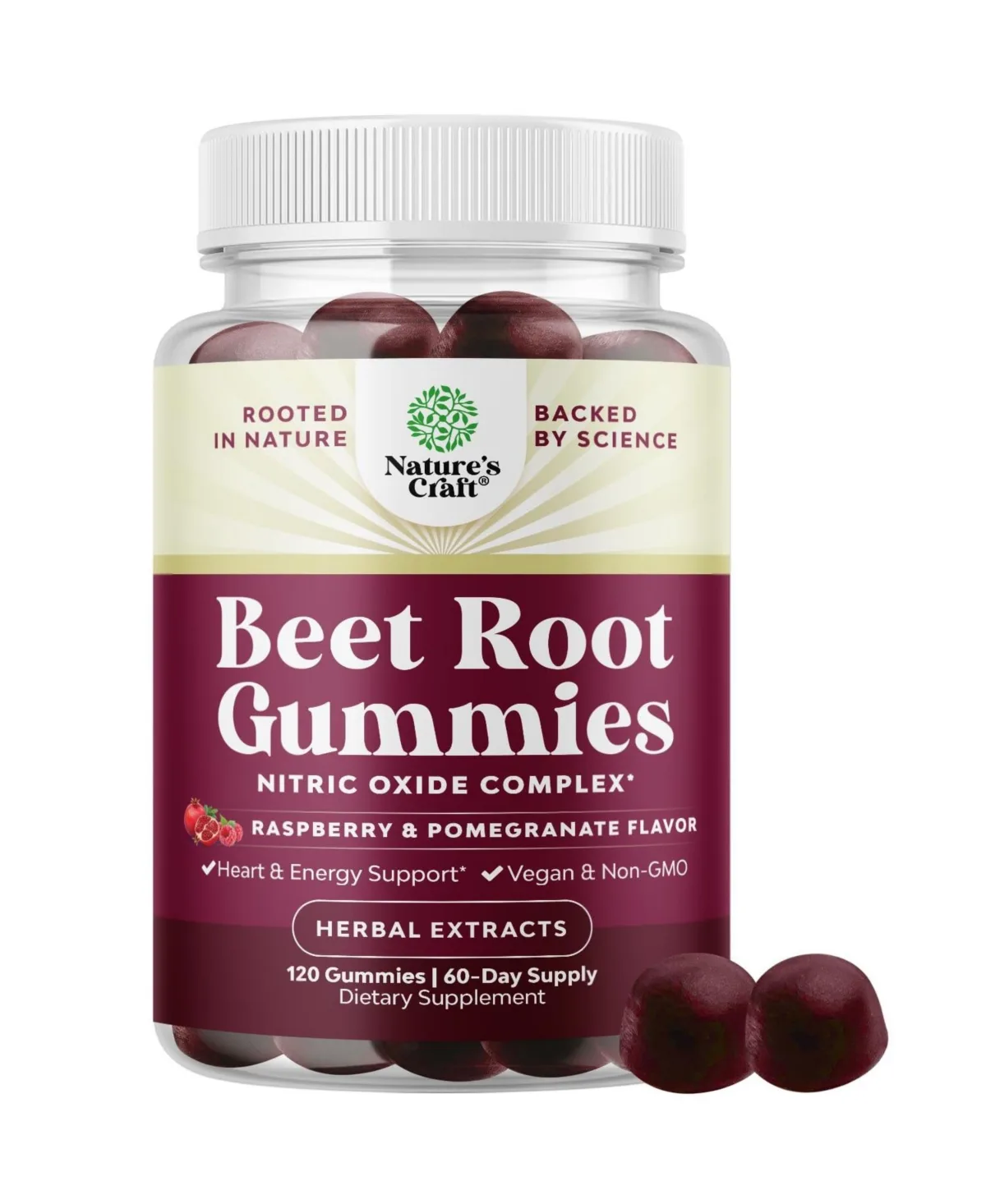 Beet Root Gummies with Grapeseed, Pomegranate and Vitamin B12 - 120 Count by Natures Craft