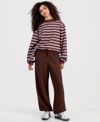 Striped Mock Neck Sweatshirt Balloon Leg Sweatpants by Madden Girl