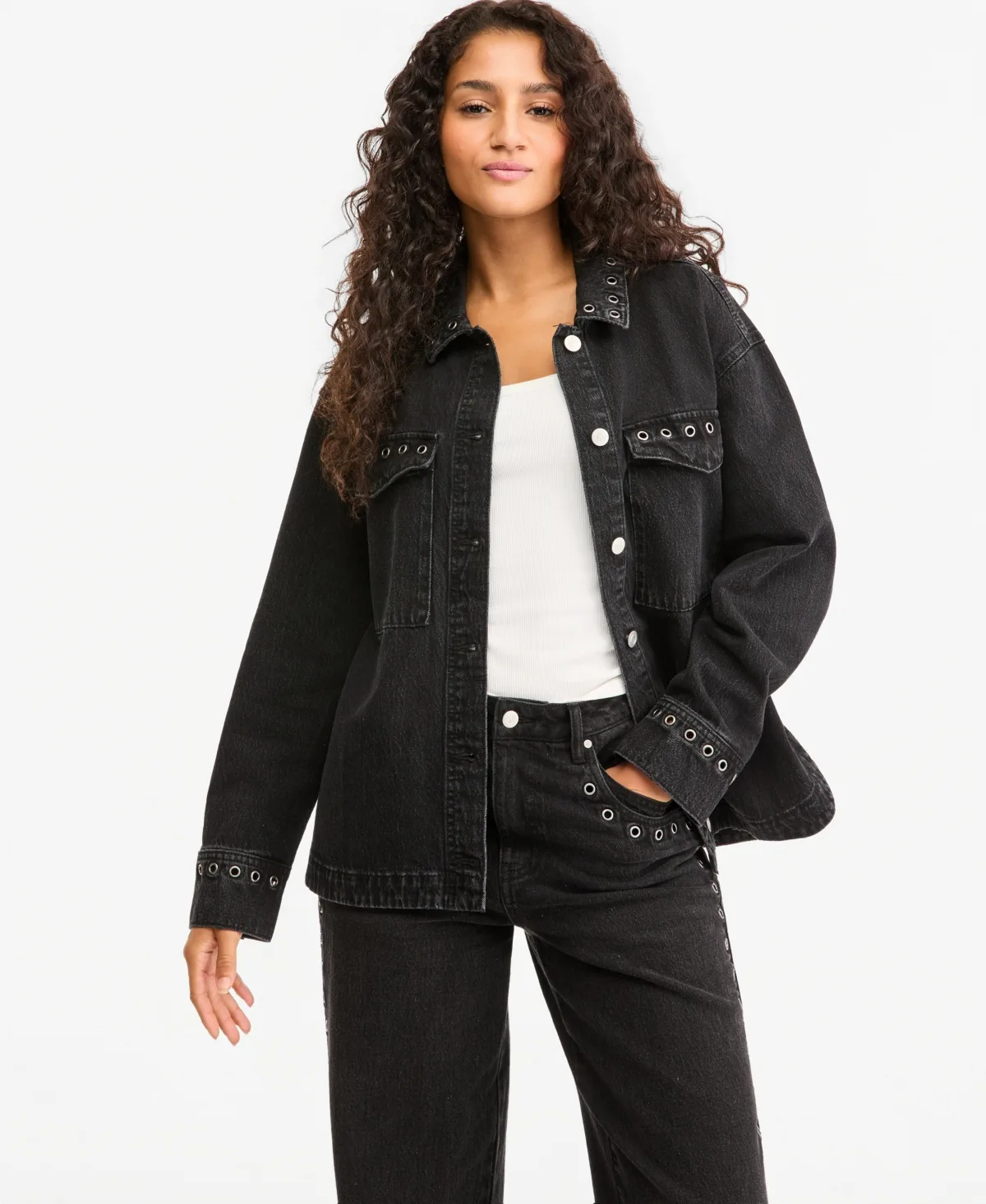 Grommet Denim Jacket by And Now This