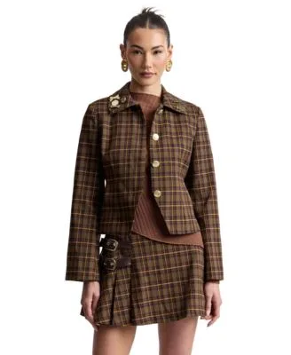 Slim Spread Collar Jacket Belted Mini Skort by Avec Les Filles