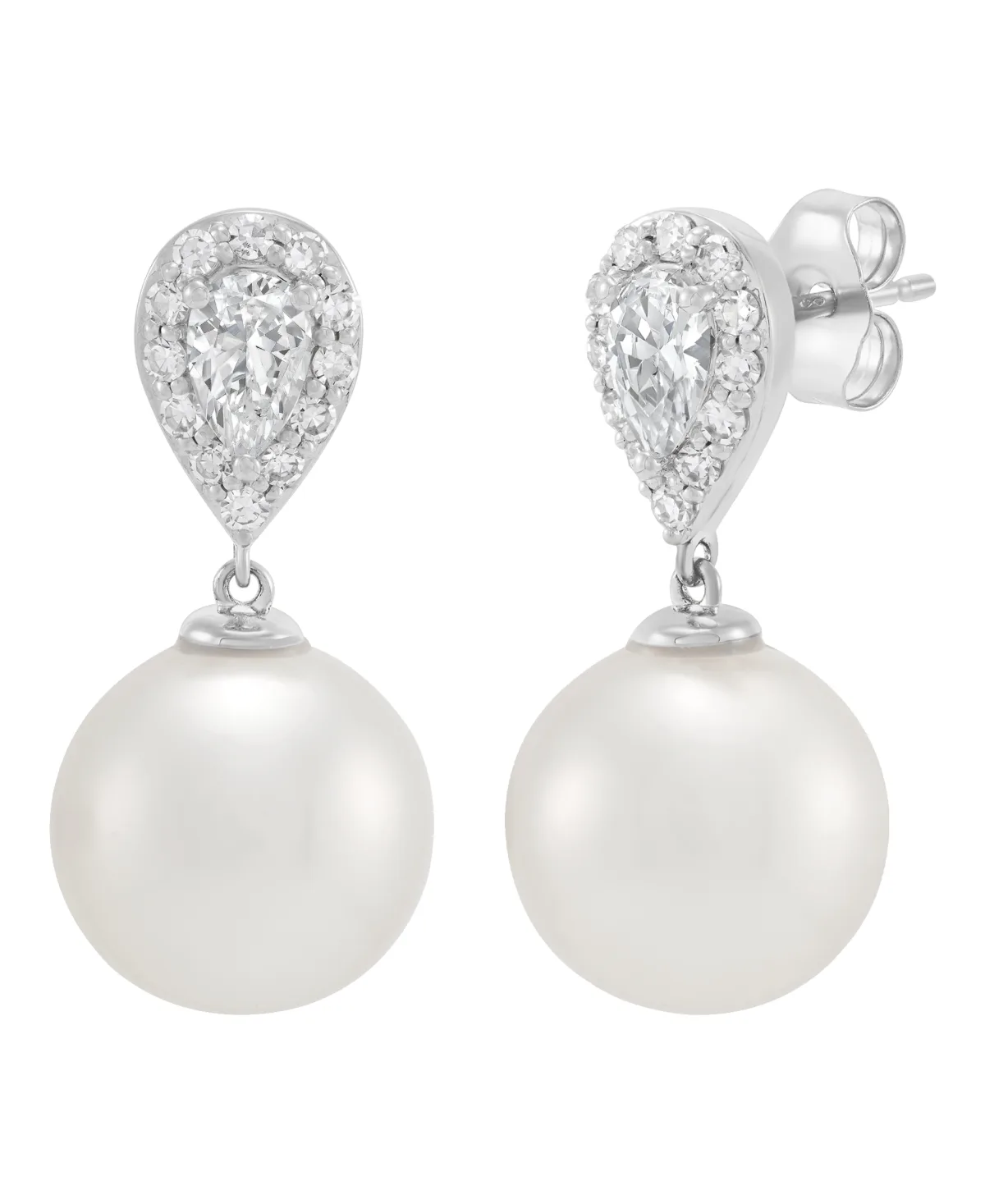 Cultured Freshwater Pearl and Lab-Grown Diamond Drop Earrings (3/4 ct. t.w.) in 10k White Gold