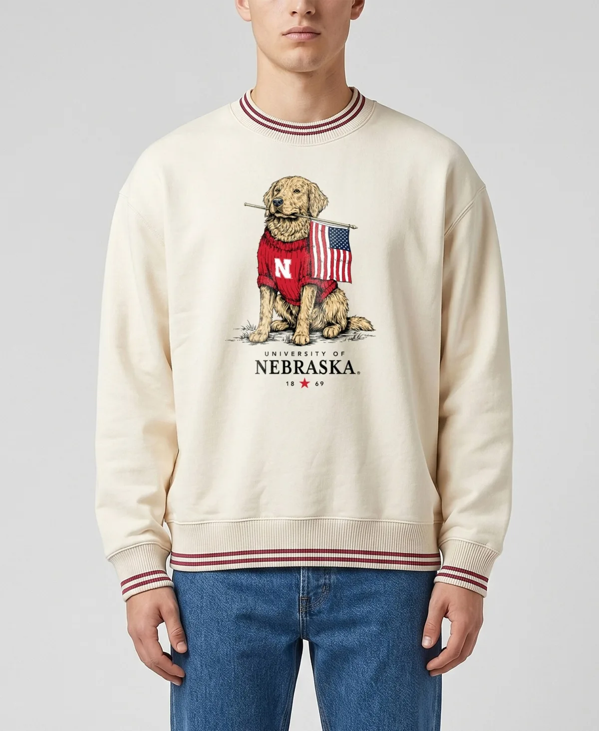 Nebraska Huskers Americana Good Boy Ribbed Premium Sweatshirt