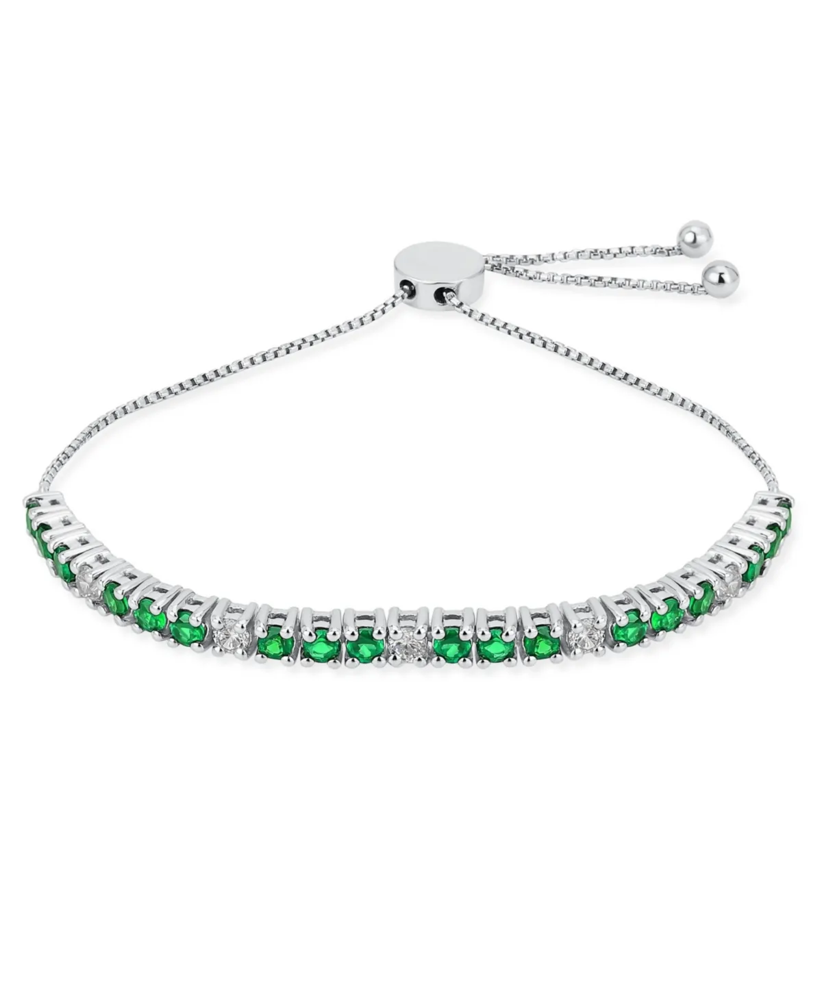 Created Emerald Green Zircon Bolo Tennis Bracelet.925 Sterling Silver by Bling Jewelry