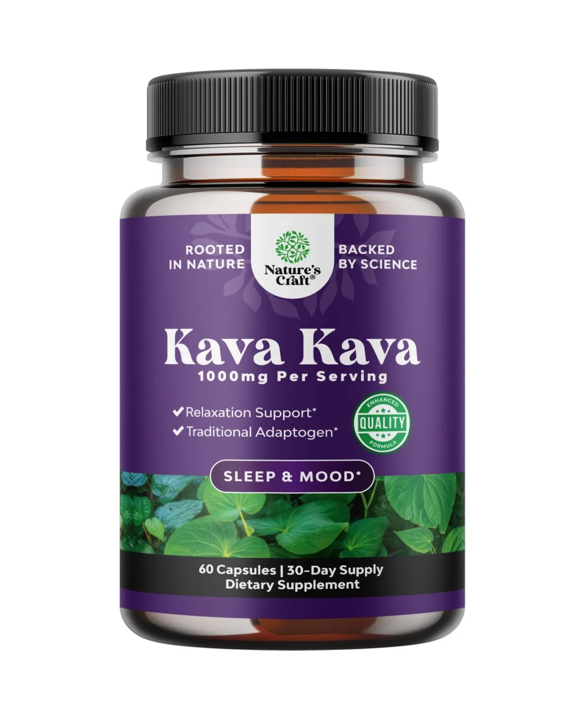 Kava Kava Root Extract 1000mg Per Serving - Kava Root Capsules - 60 Count by Natures Craft