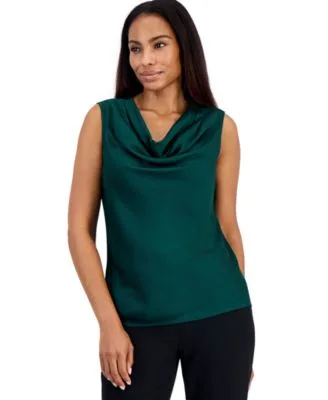 Sleeveless Cowl Neck Draped Blouse by Kasper