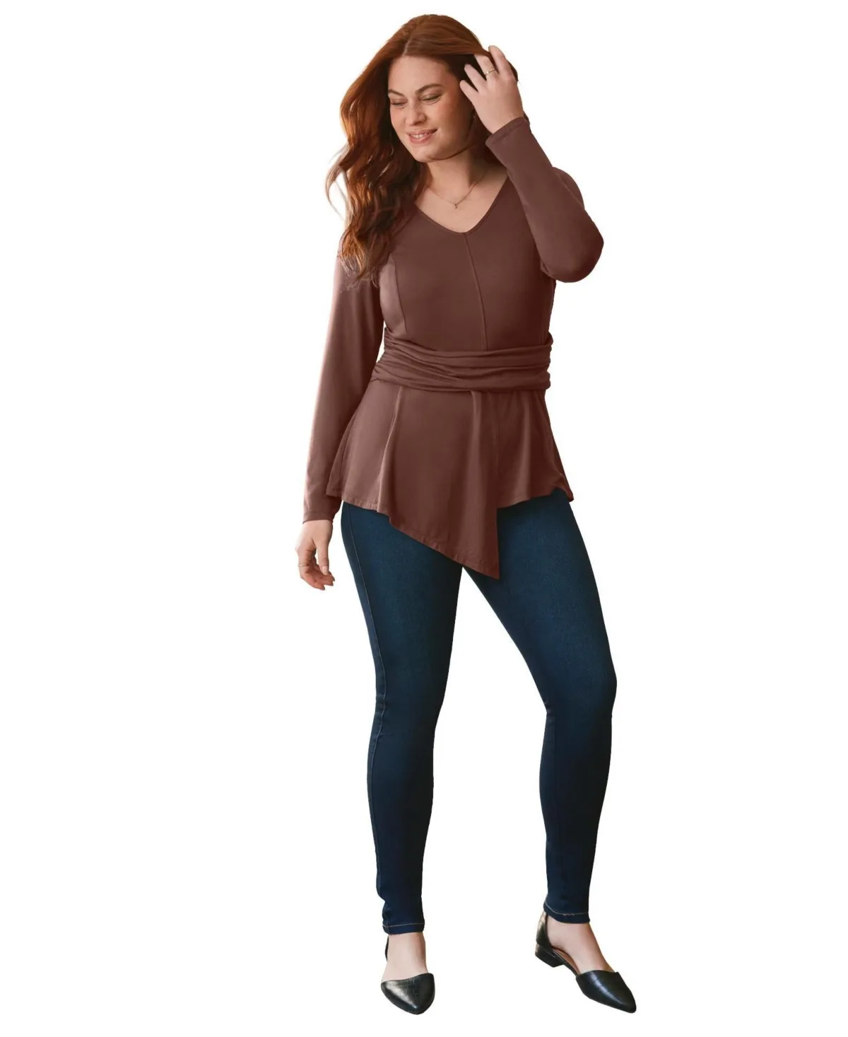 Delia Draped Asymmetrical Top by Avenue
