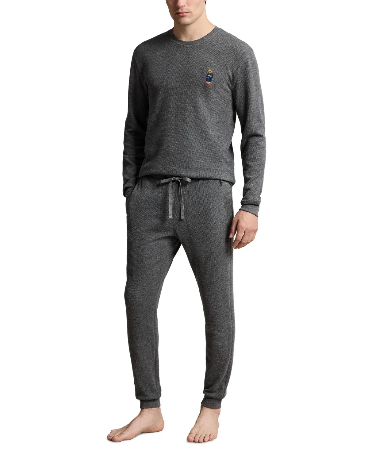 Polo Bear Long-Sleeve Waffle-Knit Thermal Shirt and Joggers, 2-Piece Set
