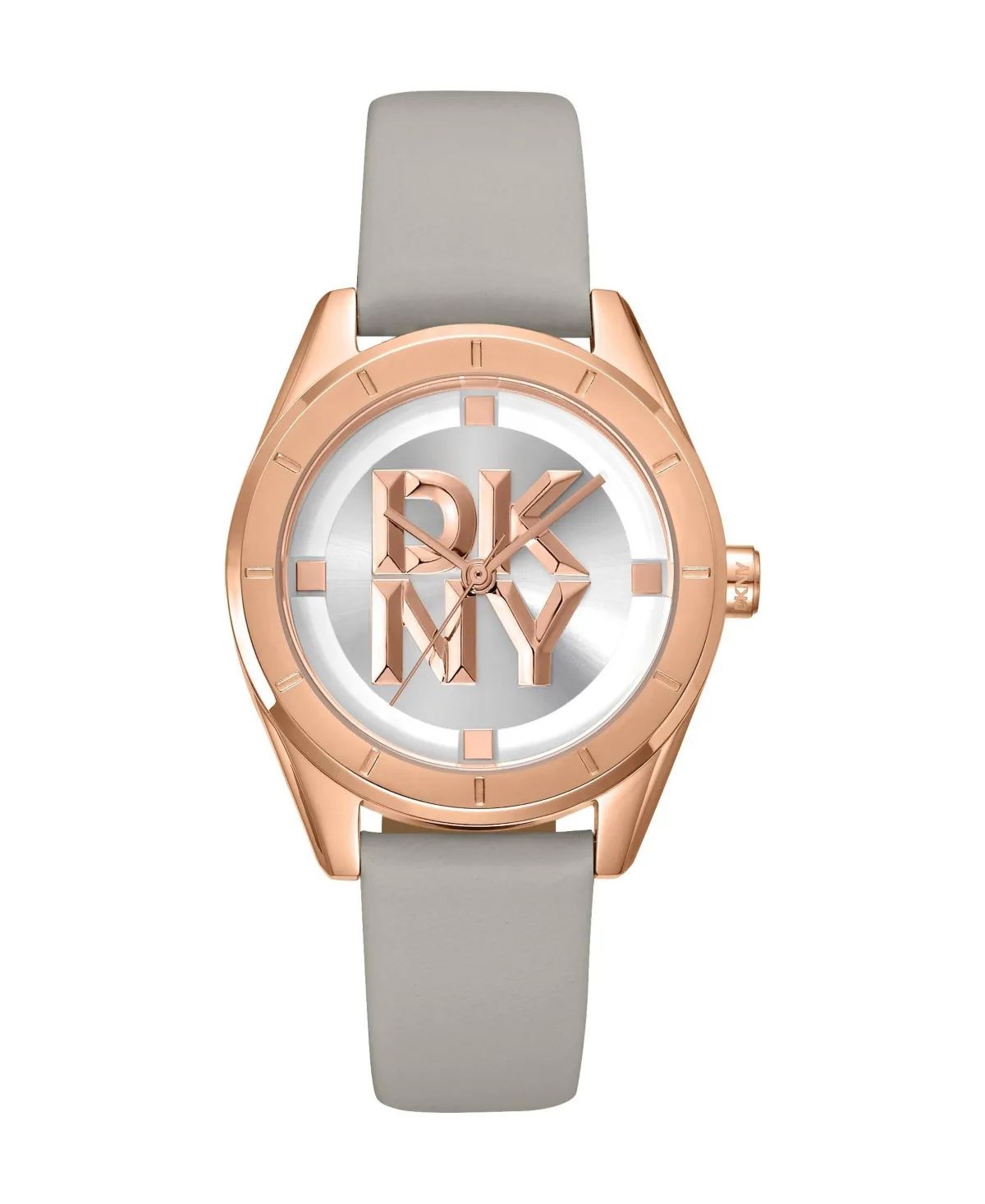 Quartz Logo Leather Strap Watch, 34 mm by DKNY