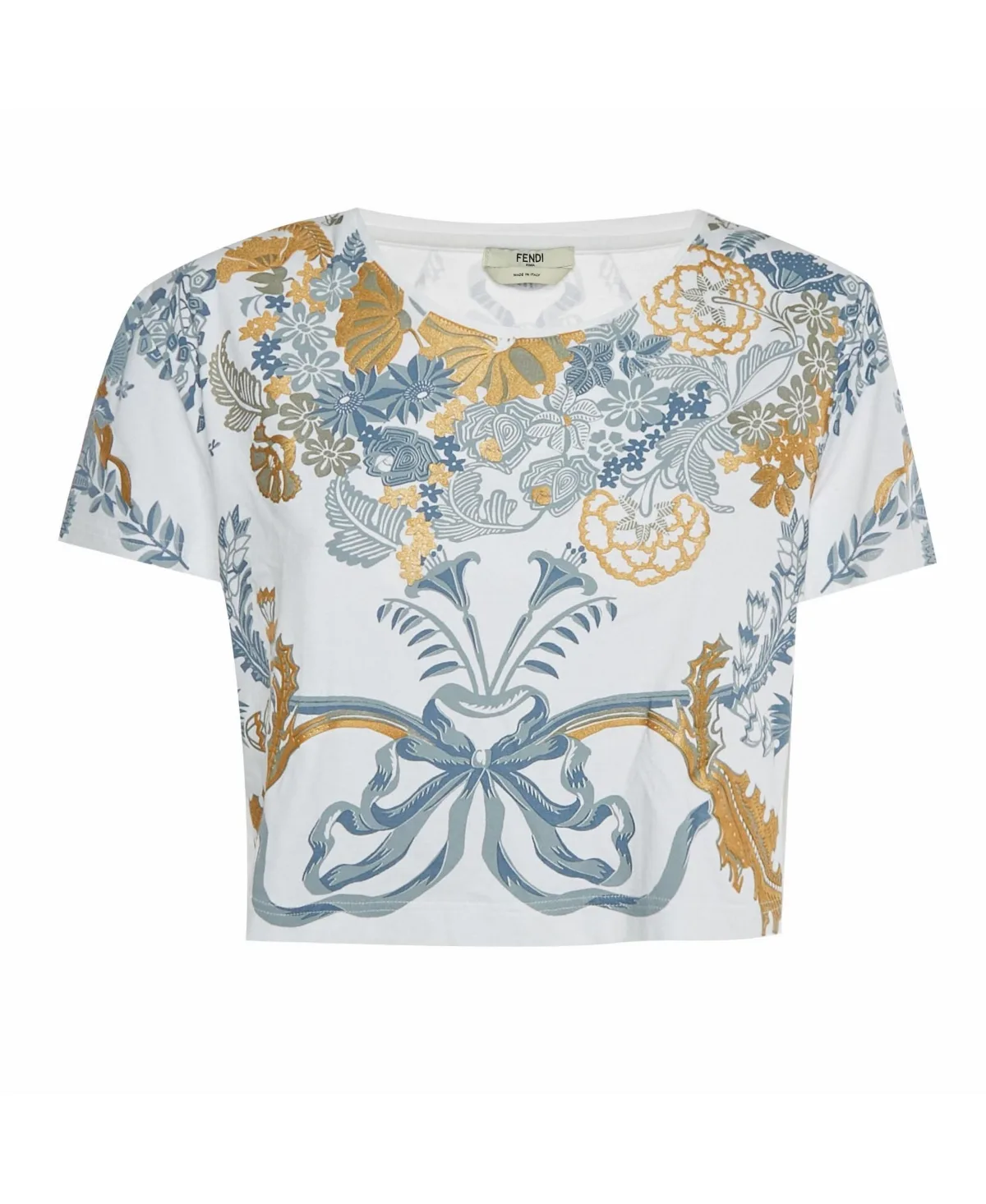 Pre-Owned Fendi Floral Print Cotton Knit Crop Top by FENDI
