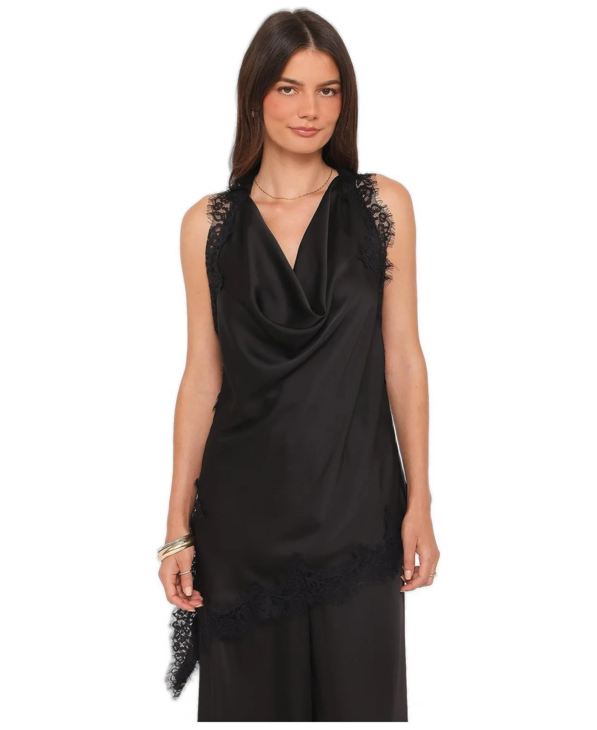 Clara Cowl-Neck Asymmetrical Sleeveless Top by Petal and Pup