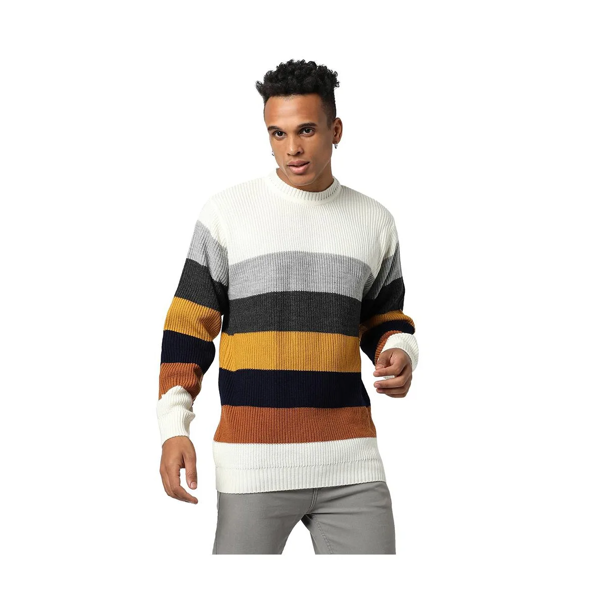 Multicolor Contrast Panel Pullover Sweater by Campus Sutra