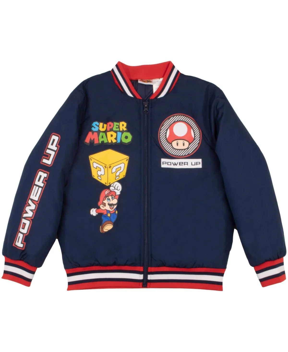Mario Super Luigi and Bowser Zip-Up Graphic Print Bomber Jacket by Mario