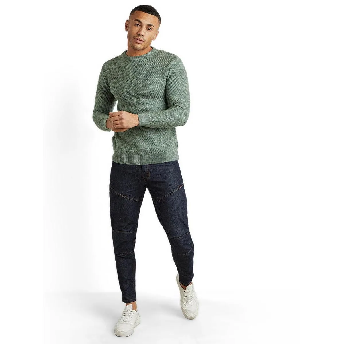 Long-Sleeve Crewneck Textured-Knit Wool Sweater by Campus Sutra