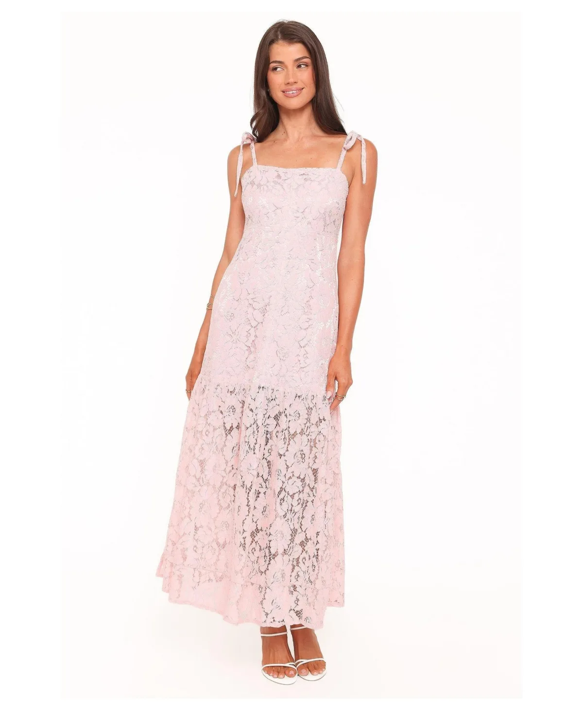 Nicolette Lace Floral Square Neck Maxi Dress