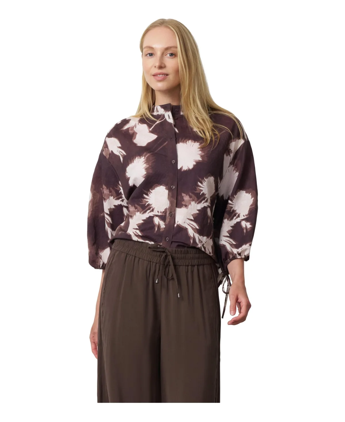 Floral-Print Balloon-Sleeve Blouse by Cable & Gauge