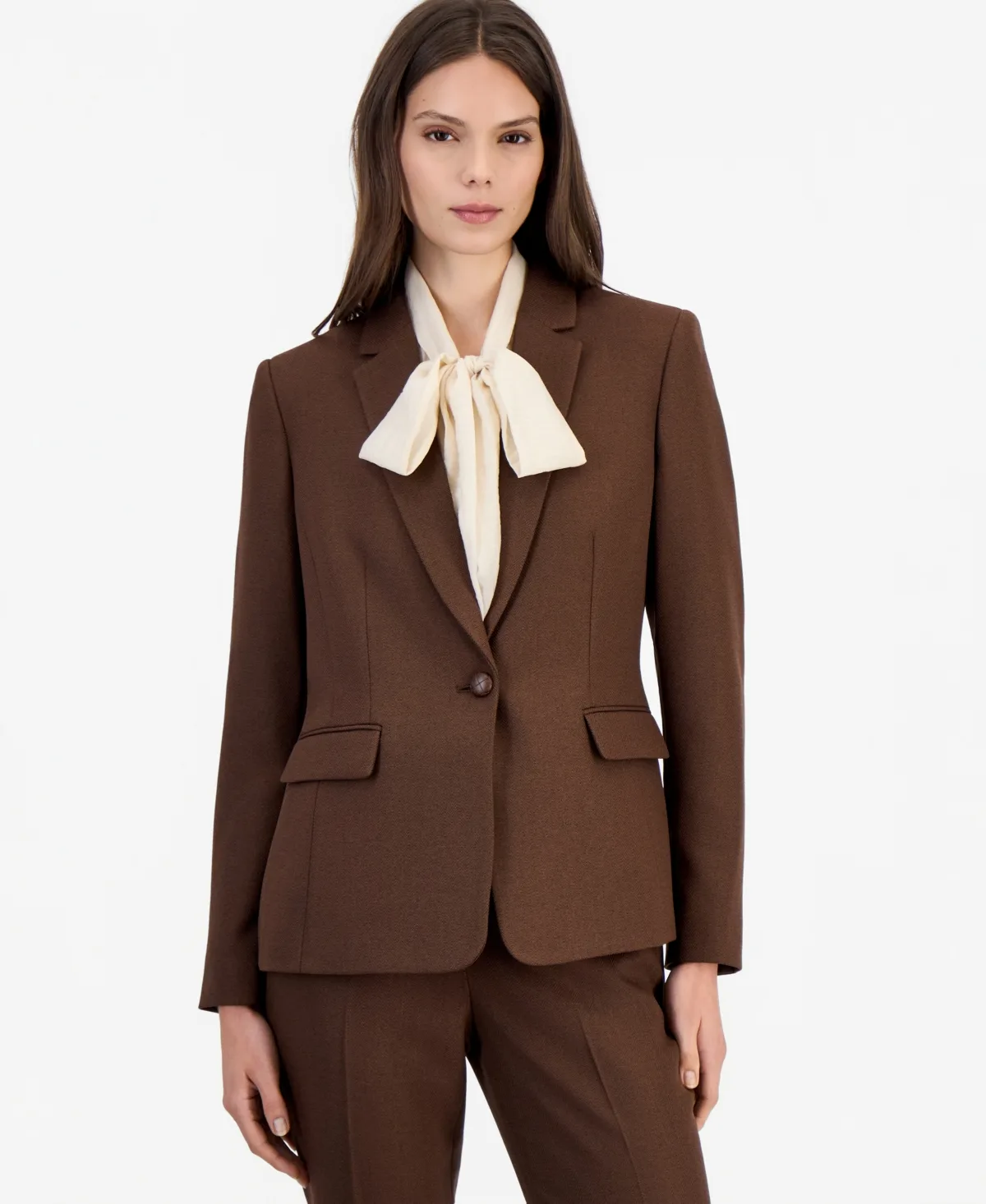 Shoulder-Padded Peak-Lapel Blazer