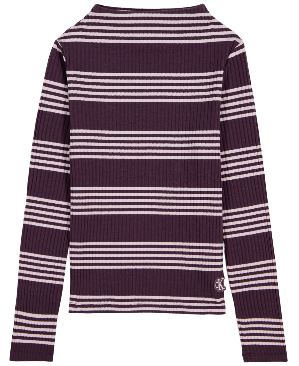 Long-Sleeve Striped Ribbed T-Shirt by Calvin Klein