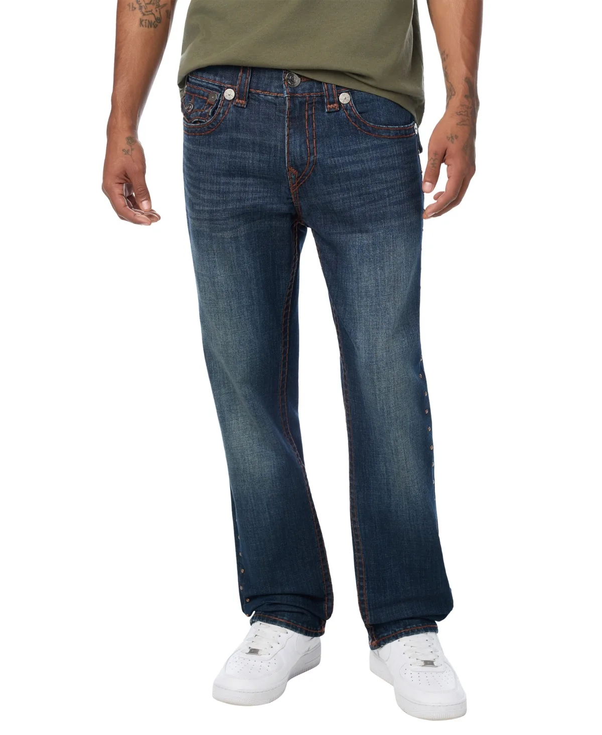 Ricky Studded Straight-Leg Flap-Pocket Jeans by True Religion