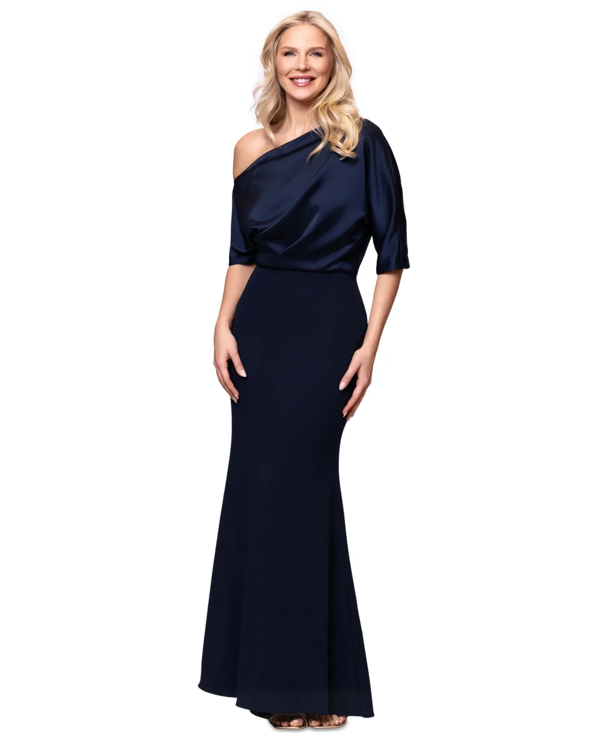 Asymmetrical Neck Long Dress by Betsy & Adam