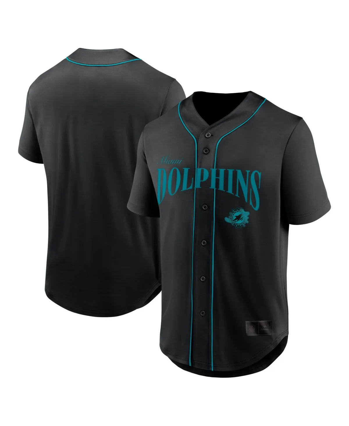 Miami Dolphins After Hours Oversized-Fit Button-Up V-Neck T-Shirt by Fanatics