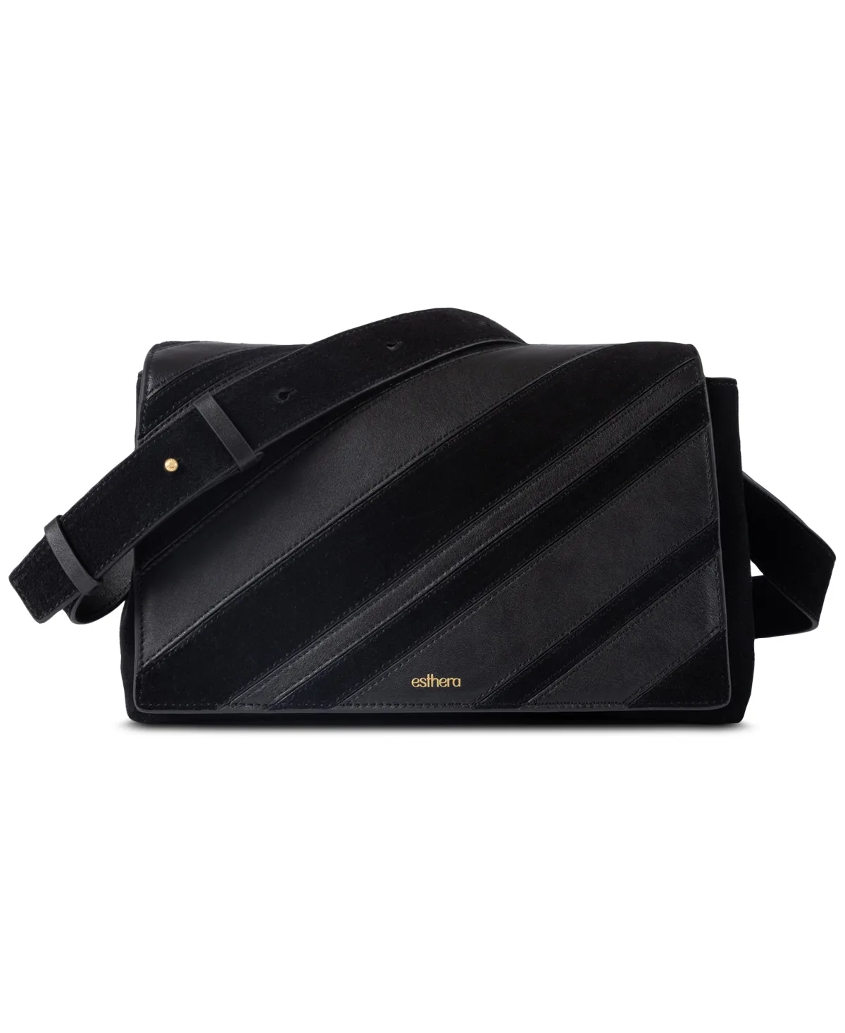 11AM Leather and Suede Adjustable Strap Small Crossbody Handbag by Esthera