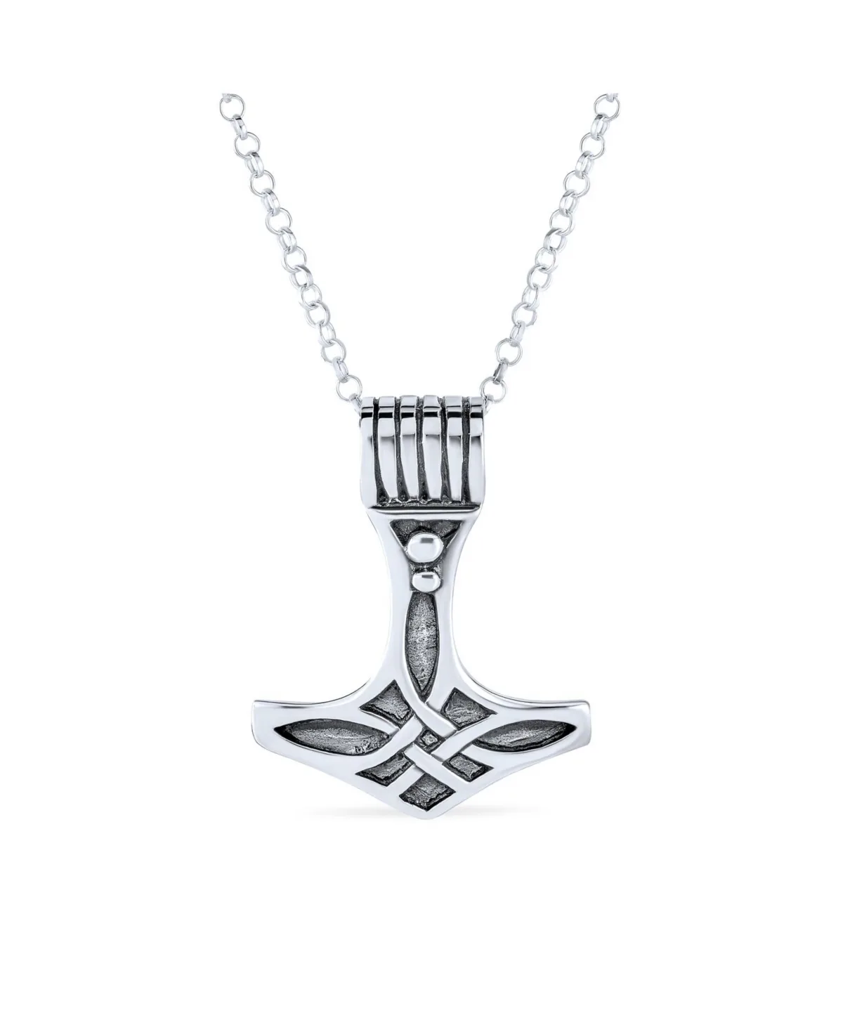 Celtic Symbol of Strength Norse Thors Hammer Pendant Necklace Oxidized.925 Sterling Silver by Bling Jewelry