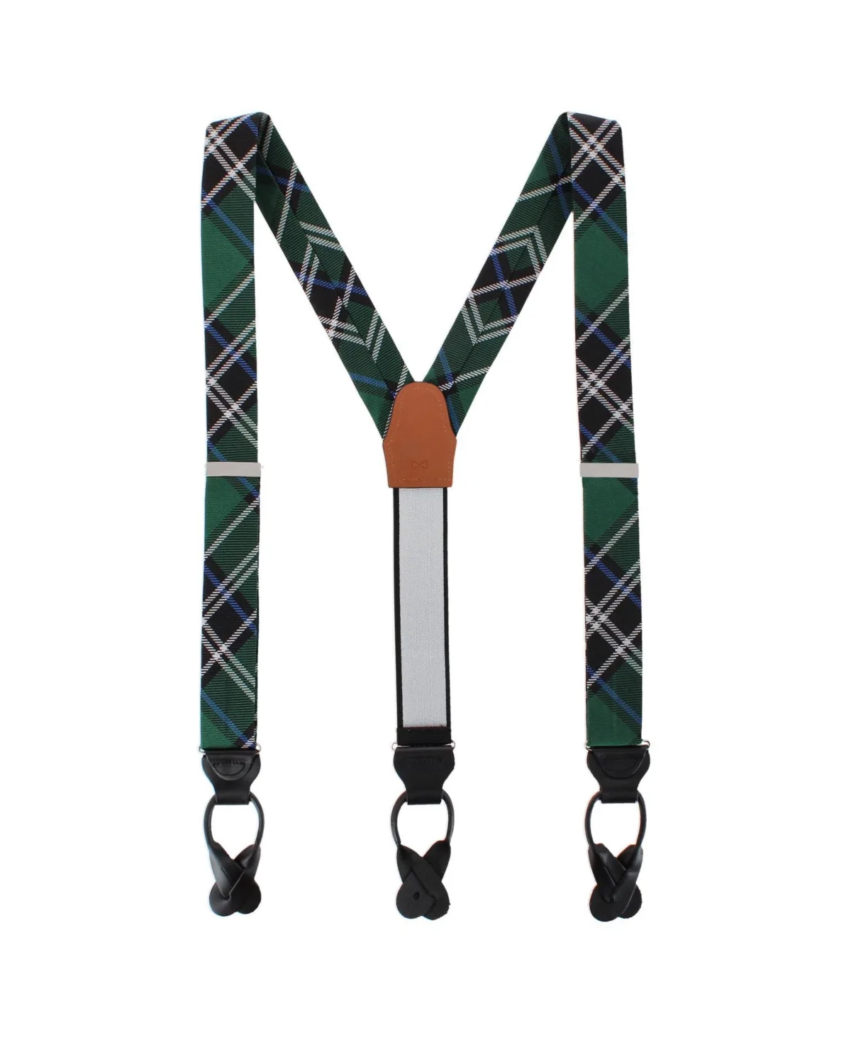 Jarlath Tartan Plaid Wool-Blend Button-End Suspenders by Trafalgar