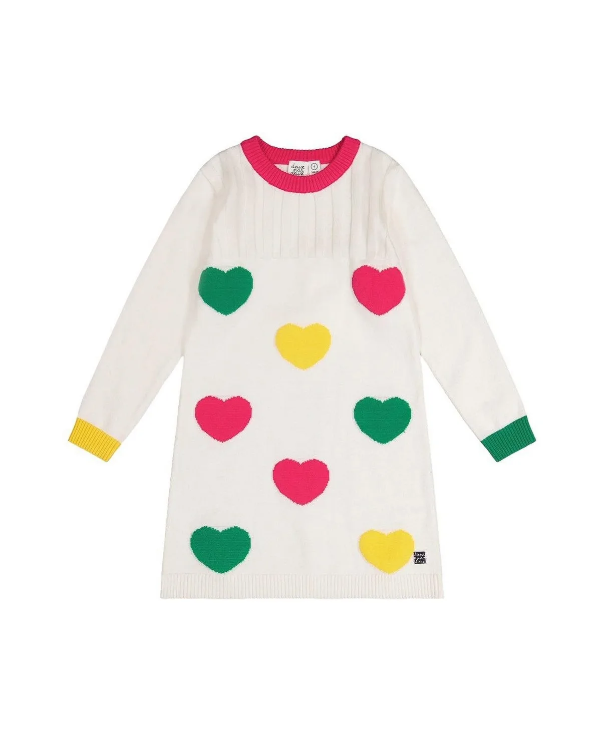 Knitted Dress with Heart Jacquard by Deux Par Deux